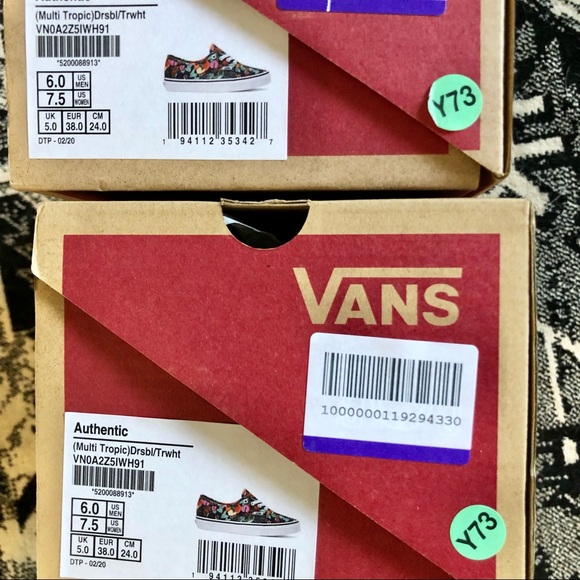 Vans Authentic Multi Tropic & True White Skate Shoe Navy Floral tropical - Picture 5 of 11